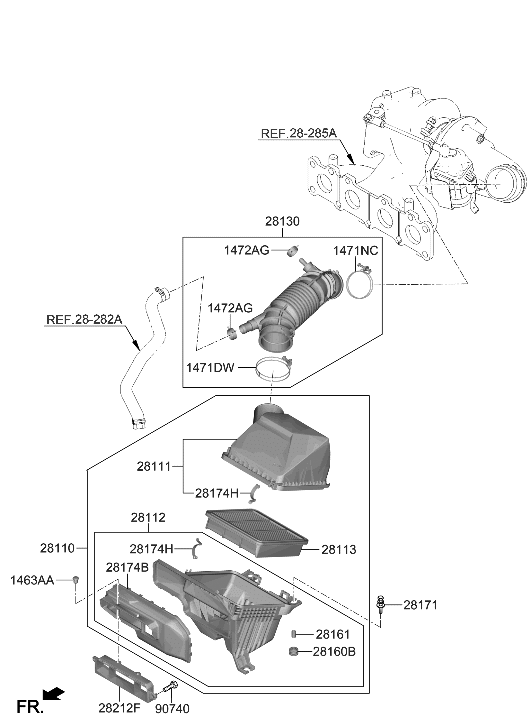 Hyundai 28130-IB000 HOSE ASSY-AIR INTAKE