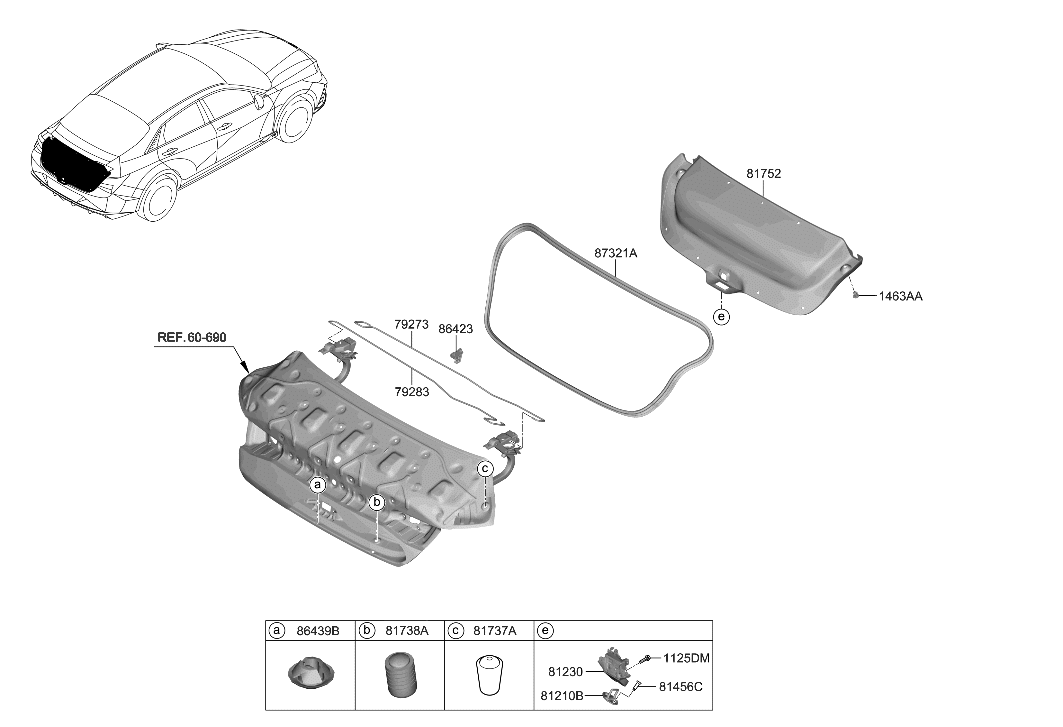 Hyundai 81291-IB000 BAR TRUNK LID HINGE TORSION,LH