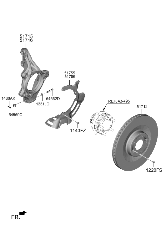 Hyundai 51711-IB000 KNUCKLE-FRONT AXLE,RH