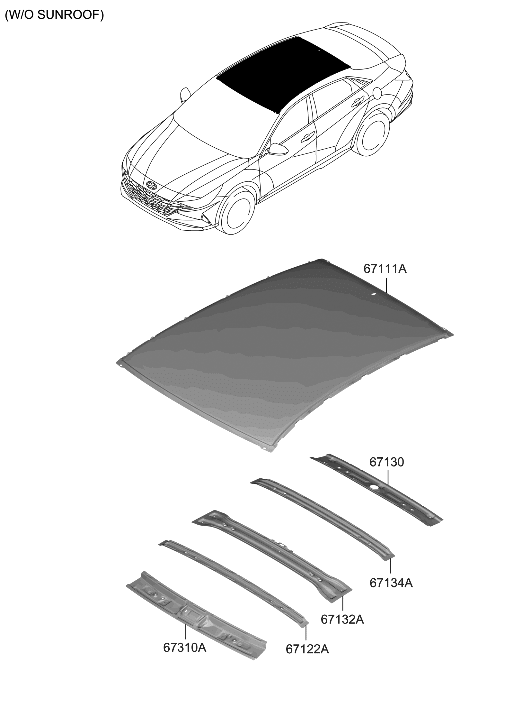 Hyundai 67121-AA001 RAIL ASSY-ROOF FR