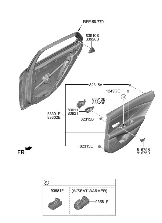 Hyundai 83308-IB000-YPN PANEL ASSY-REAR DOOR TRIM,RH