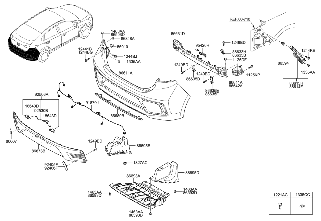 Hyundai 86695-G7500 Cover-RR Bumper Side Under,LH