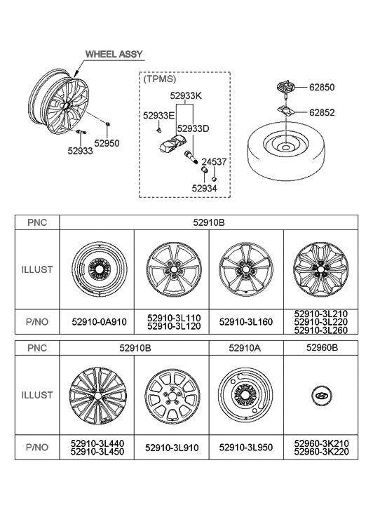 Hyundai 52910-3L950 Steel Wheel Assembly