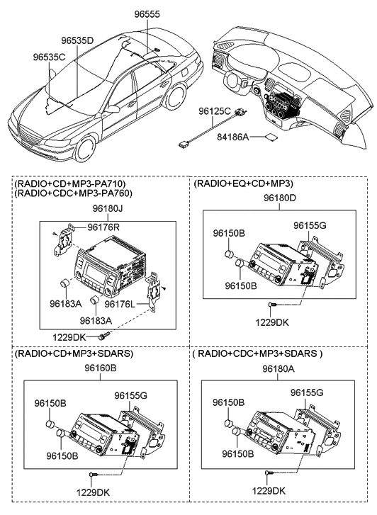 Hyundai 00201-M9001-3GFLT AM/FM/XM/CDC 09 AZERA Gray Radiator