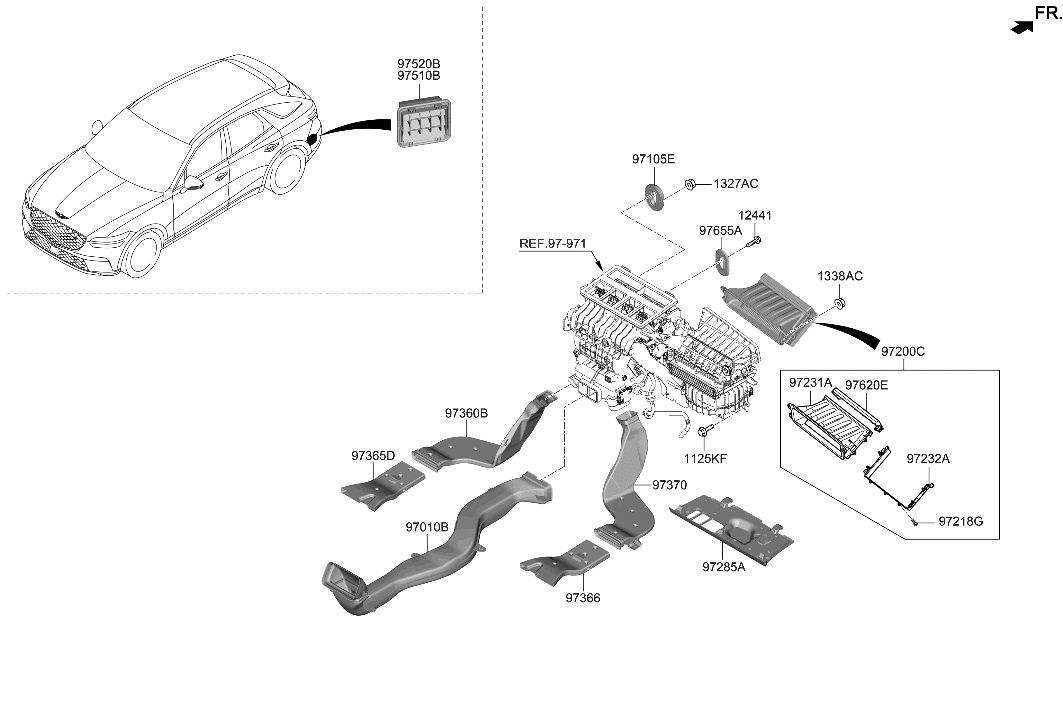 Hyundai 97010-DS000 DUCT ASSY-REAR A/VENT,NO.1