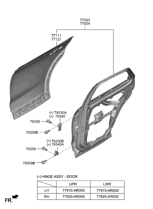 Hyundai 77004-IT000 PANEL ASSY-REAR DOOR,RH