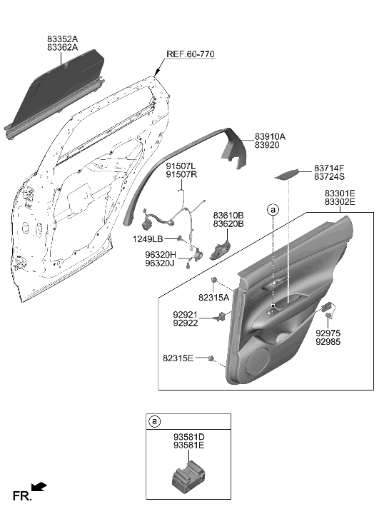 Hyundai 83307-AREV0-GLW PANEL ASSY-REAR DOOR TRIM,LH