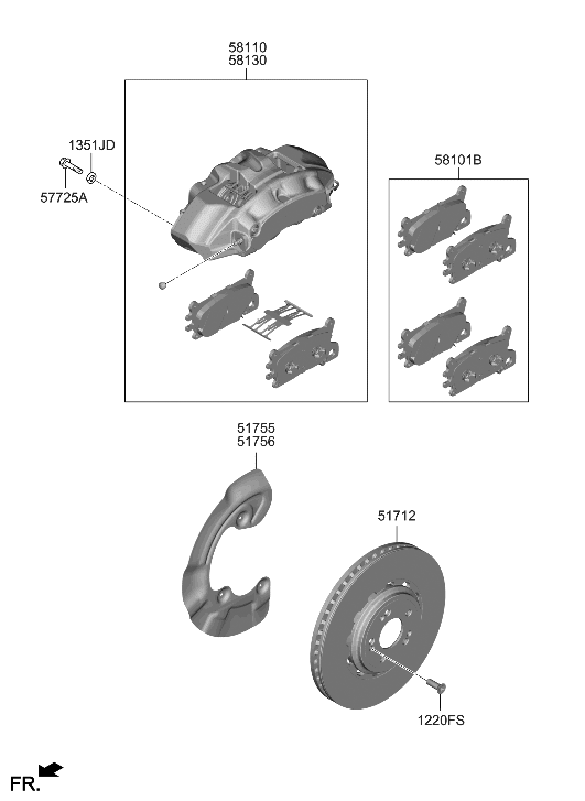 Hyundai 58110-DS000 BRAKE ASSY-FR,LH