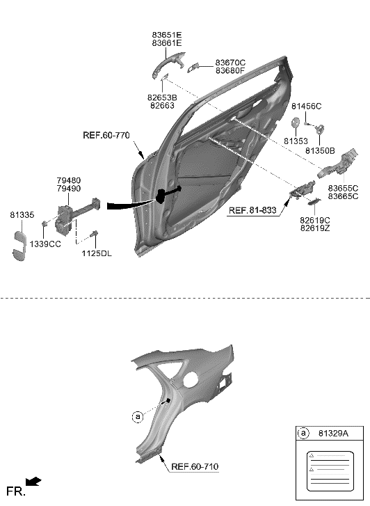 Hyundai 82629-T1000-4X COVER-FR DR I/S HDL,RH