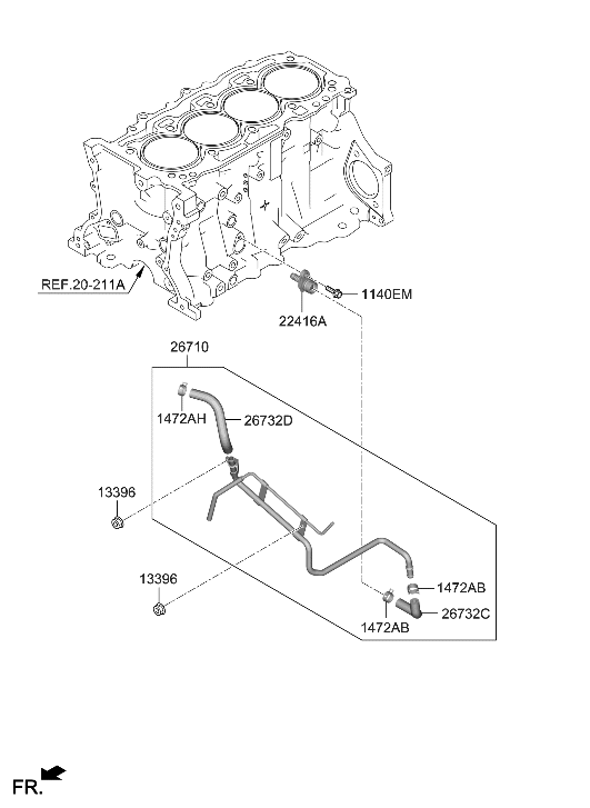 Hyundai 22416-2T000 Nipple-Check Valve