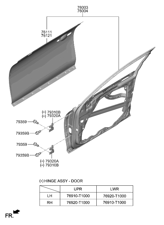 Hyundai 76111-T1001 PANEL-FRONT DOOR OUTER,LH