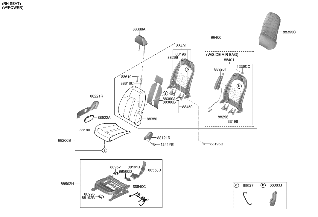 Hyundai 88651-L1330 Wiring Assembly-FR Seat,RH