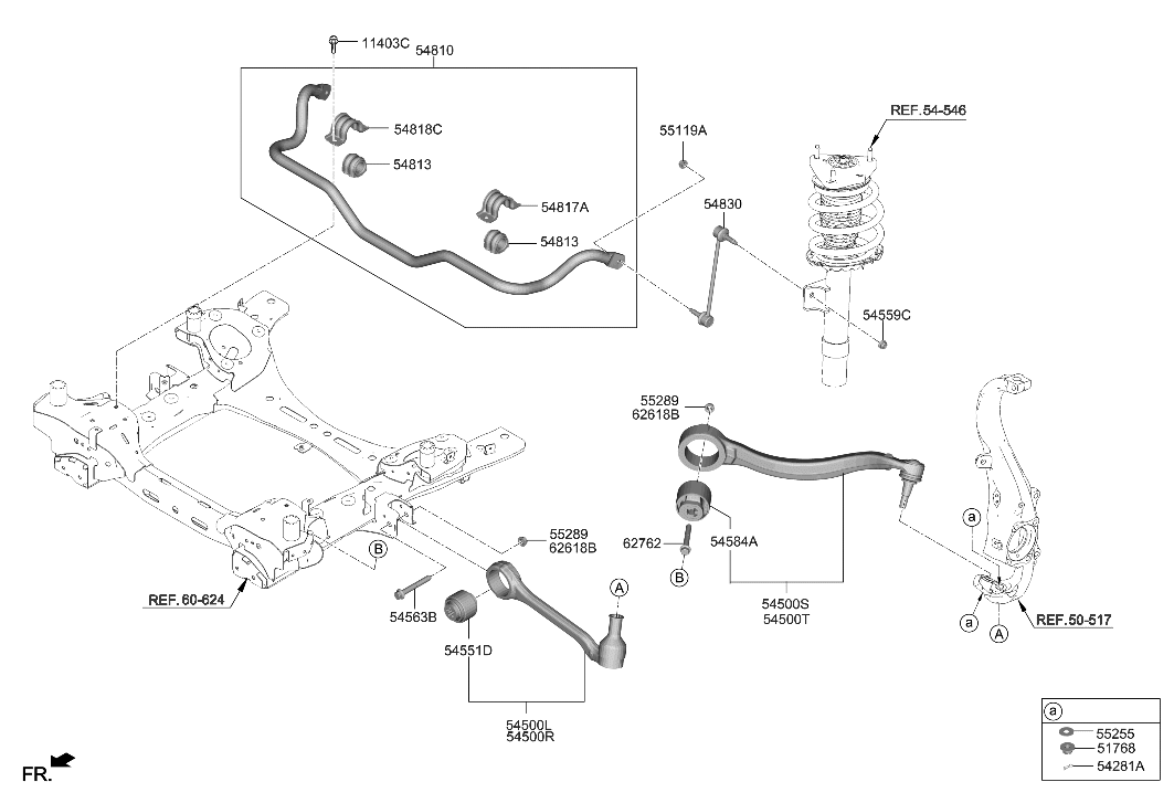 Hyundai 54501-DS000 LATERAL ARM ASSY-FRONT,RH