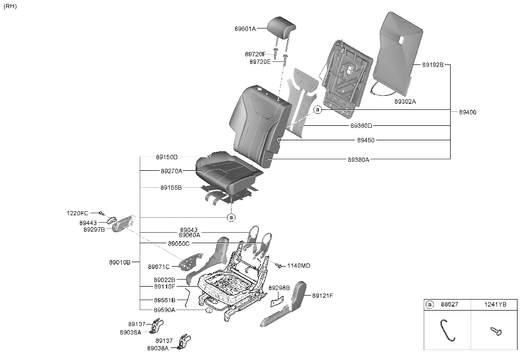 Hyundai 89260-S2113-NRH COVERING-RR SEAT CUSHOIN,RH