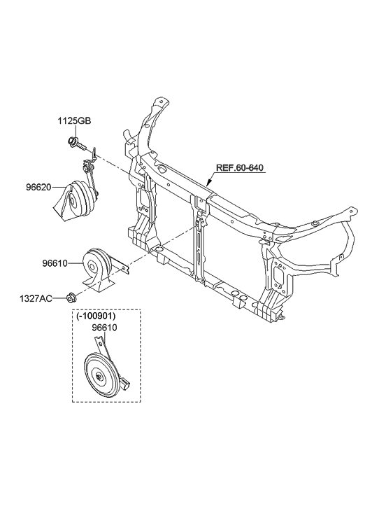 Hyundai 96611-2R000--DS Horn Assembly-Low Pitch