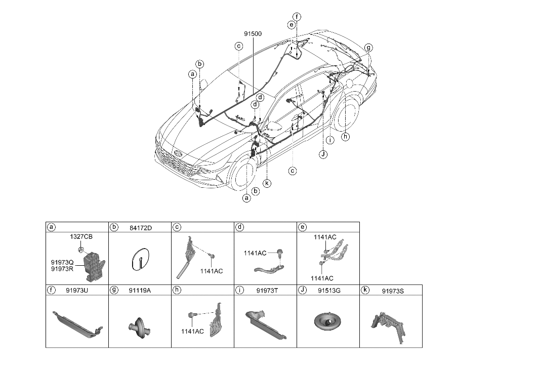 Hyundai 91510-AA030 Wiring Assembly-Floor