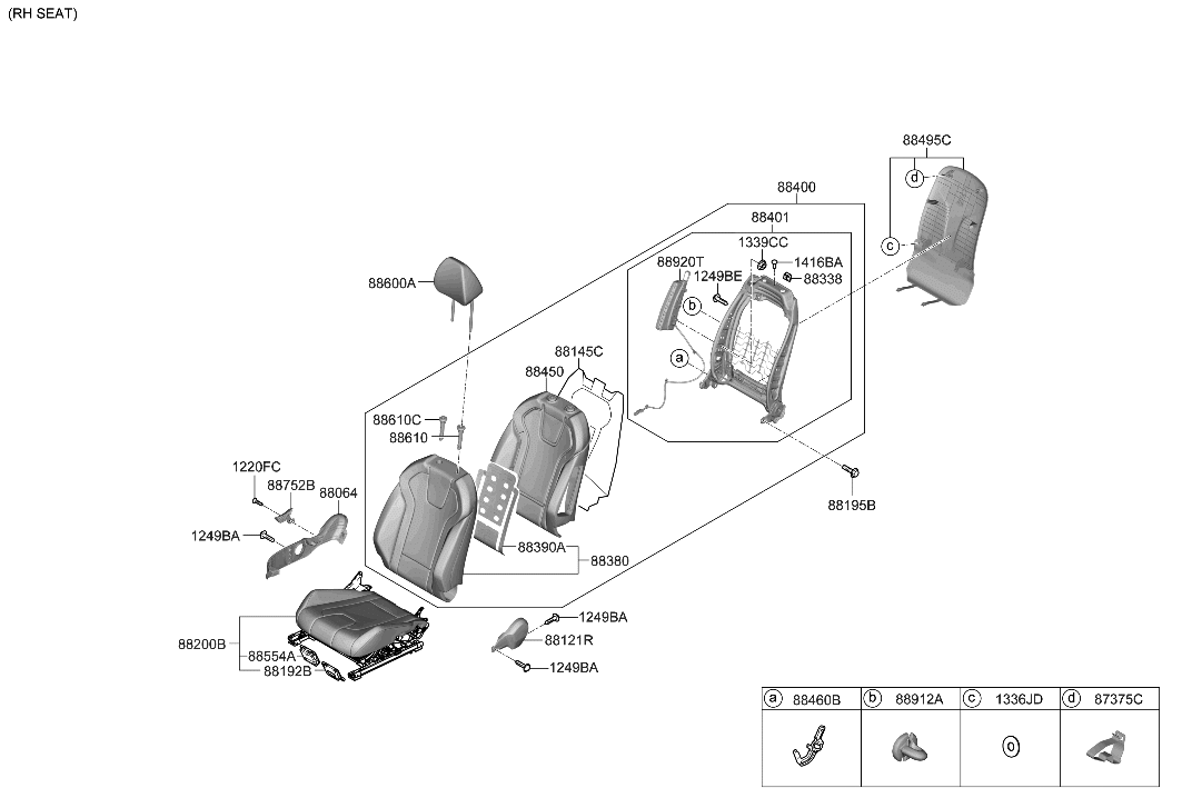 Hyundai 88620-AA000 LEVER-RECLINER,RH