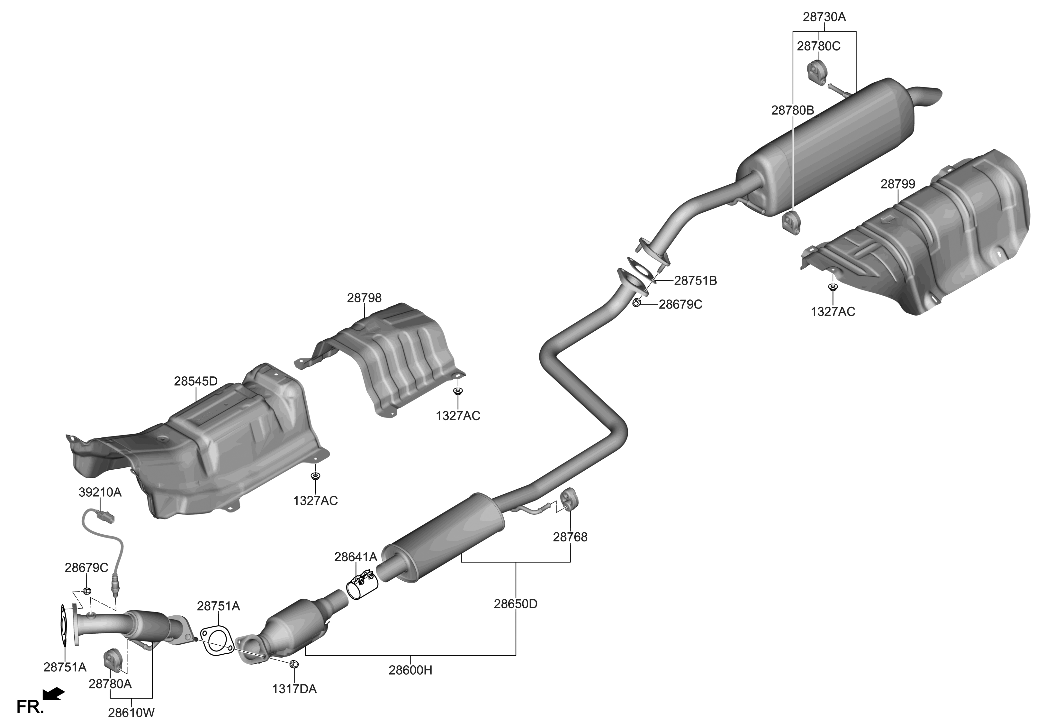 Hyundai 28600-AA500 MUFFLER Complete-Center