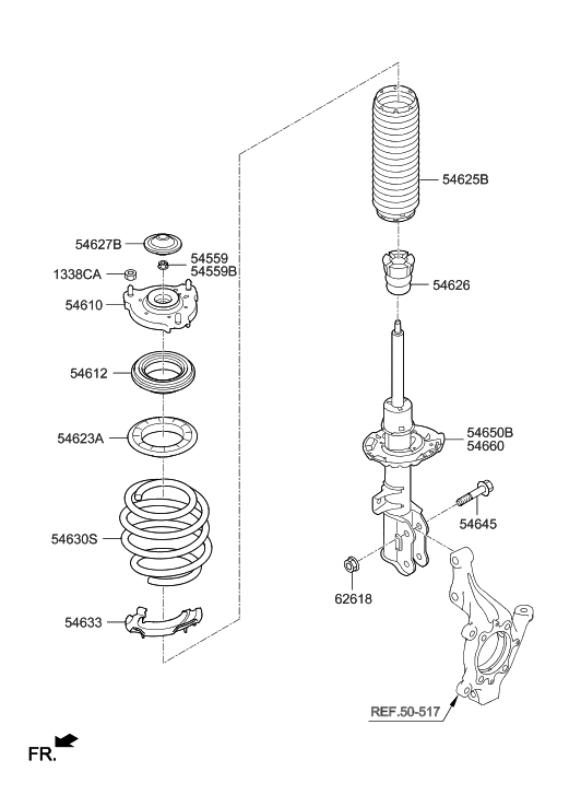 54650-D9250 Genuine Hyundai STRUT ASSY-FR,LH