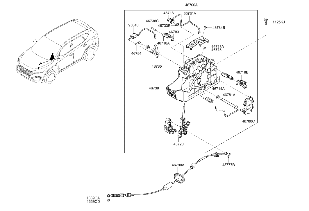 Hyundai 46721-D3110 Lever Assembly-Gear Shift
