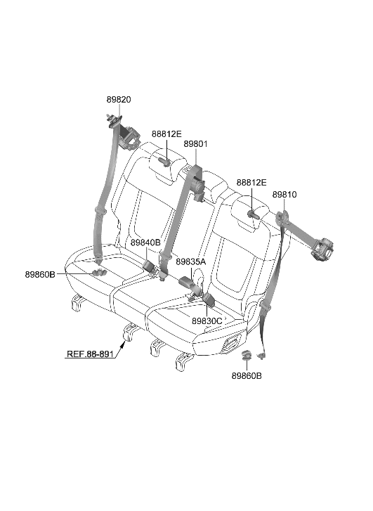 Hyundai 898W3-CW000-NNB Anchor Cover-RR Seat Belt