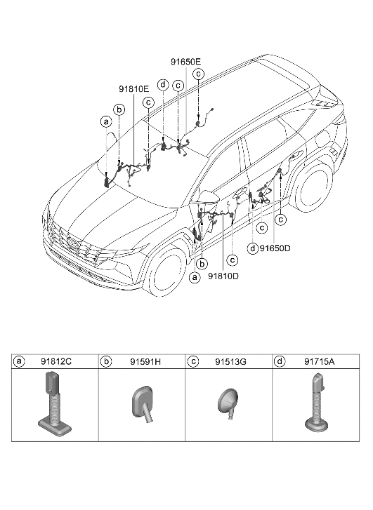 Hyundai 91612-CW190 Wiring Assembly-FR Dr(Pass)