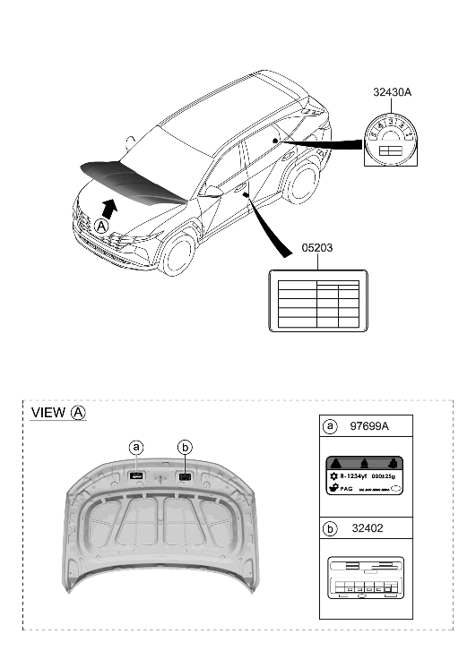 Hyundai 05203-CW400 Label-Tire Pressure