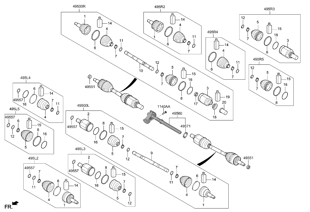 Hyundai 49560-P4950 Bearing Bracket & Shaft Assembly