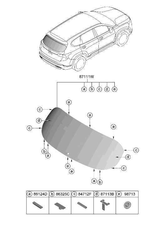 Hyundai 87110-S1100 Glass Assembly-Tail Gate