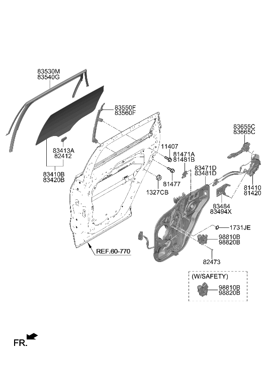 Hyundai 82413-S1000 Grip-Door Glass