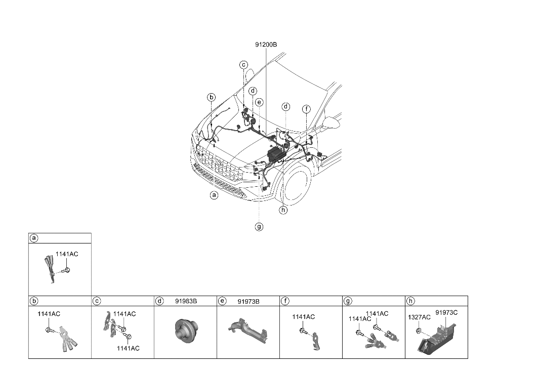 Hyundai 91202-CL811 WIRING ASSY-FRT