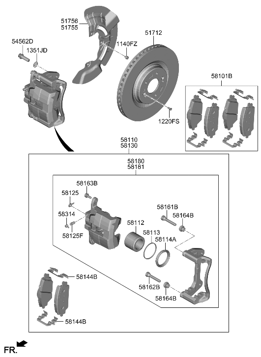 Hyundai 58130-P2050 BRAKE ASSY-FR,RH