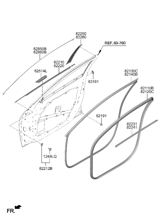 Hyundai 821C0-AA000 PAD-FR DR QUADRANT ANTINOISE,L