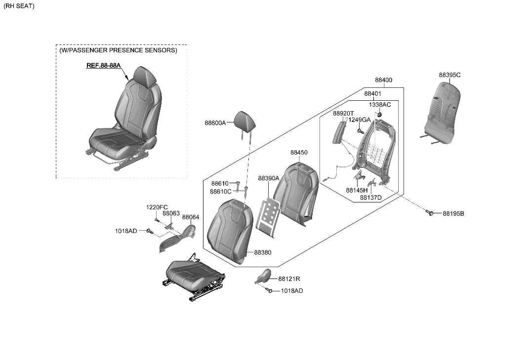 Hyundai 88400-AB040-S8S Back Assembly-FR Seat,RH