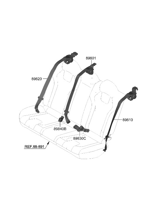 Hyundai 89840-AB000-YFR Buckle Assembly-RR S/BELT,RH