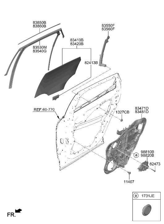 Hyundai 82413-2W010 GRIP CAP-DOOR GLASS