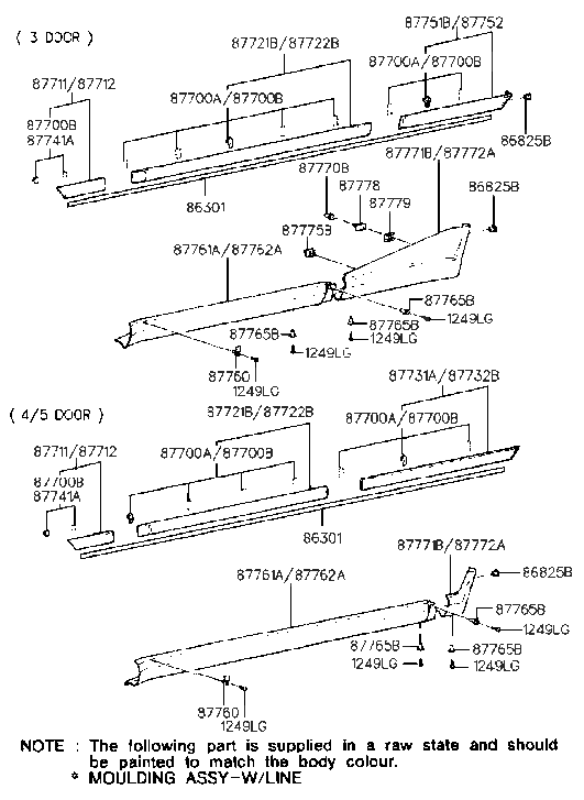 Hyundai 87732-24000 Moulding Assembly-Rear Door Waist Line,RH