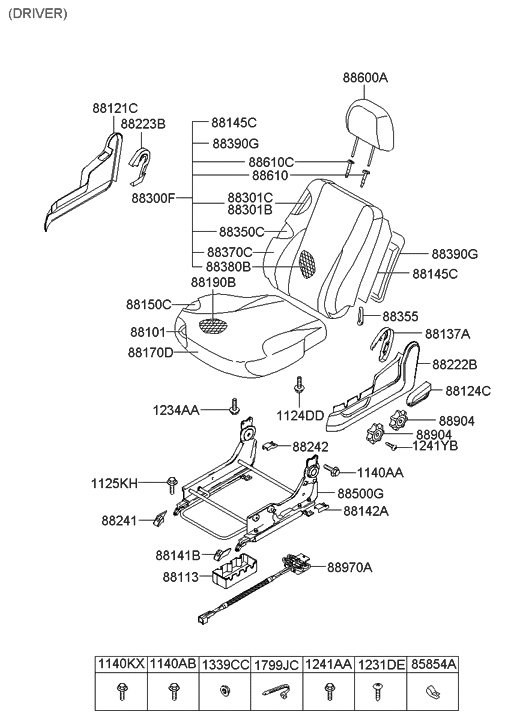 Hyundai 88300-2E100-GFT Back Assembly-Front Seat Driver