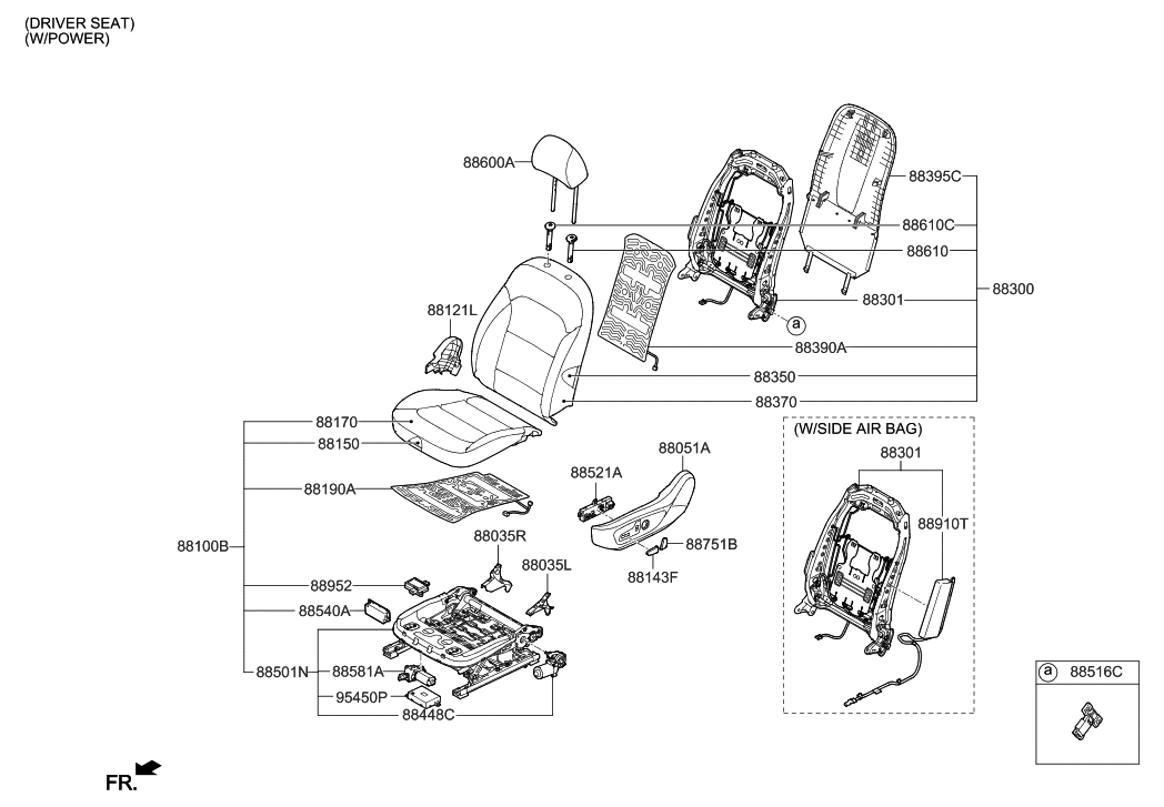 Hyundai 88360-F3000-YJA Front Left-Hand Seat Back Covering Assembly