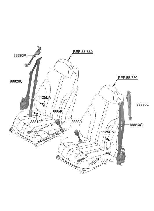 Hyundai 88830-JI000-GLW BUCKLE ASSY-FR S/BELT,LH