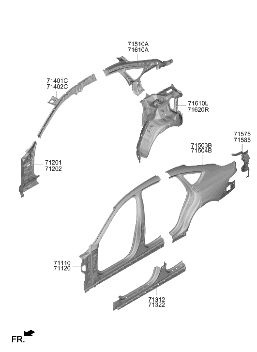 Hyundai 71110-JIA00 PANEL ASSY-PILLAR OUTER,LH