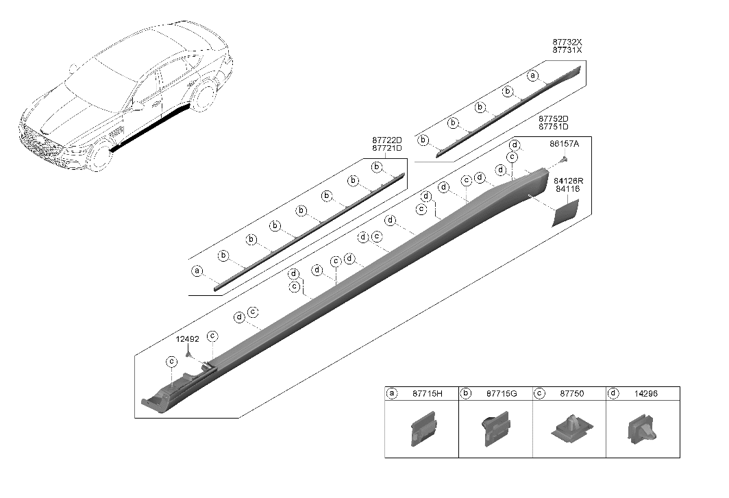 Hyundai 87751-JI000 MOULDING ASSY-SIDE SILL,LH