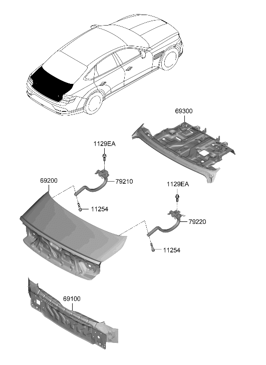 Hyundai 69300-JI100 PANEL & FRAME ASSY-PKG TRAY,RR