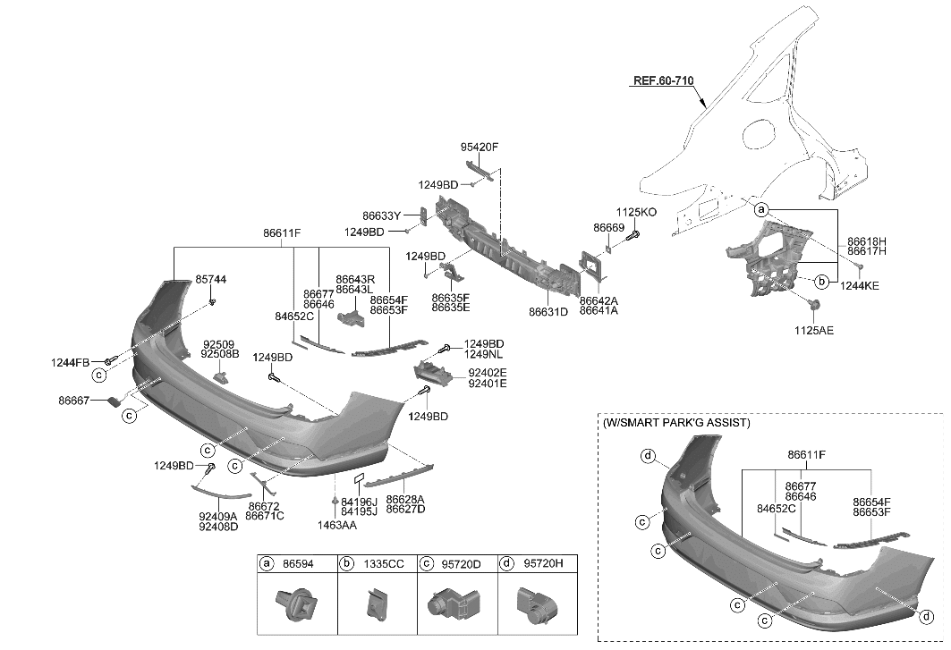 Hyundai 86695-JI000 MOULDING-REAR BUMPER,RH