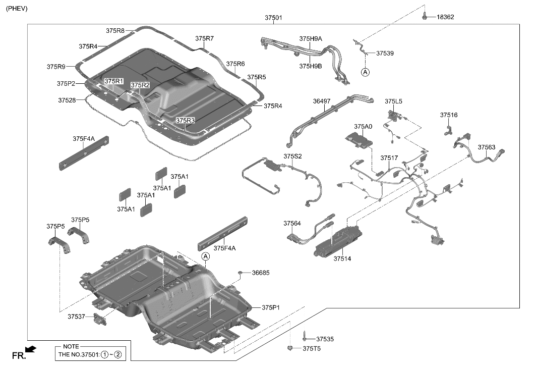 Hyundai 37564-P0000 CABLE-POWER,NEGATIVE HIGH VOLT