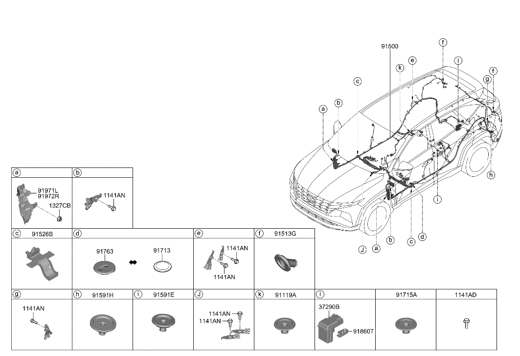 Hyundai 91500-P0210 Wiring Assembly-Floor