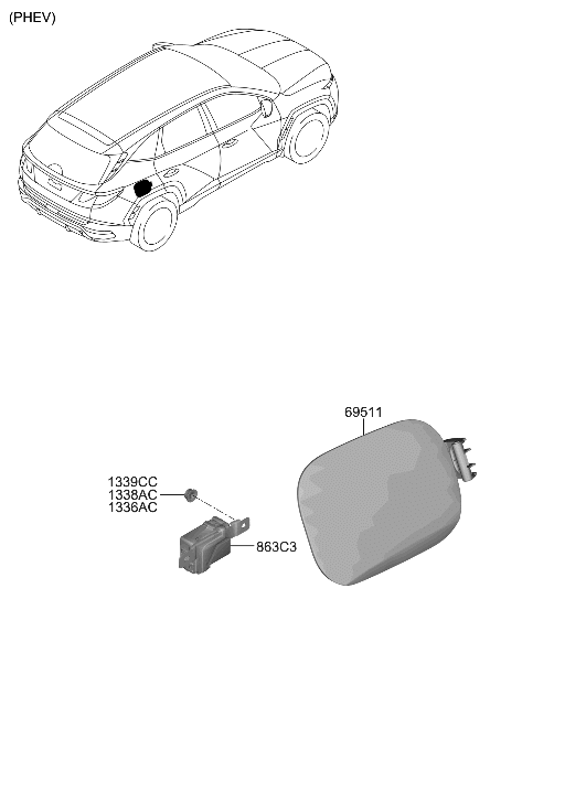 Hyundai 695C1-P0000 PANEL-CHARGE PORT DR OTR