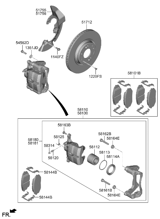 Hyundai 58101-P0A10 PAD KIT-FRONT DISC BRAKE