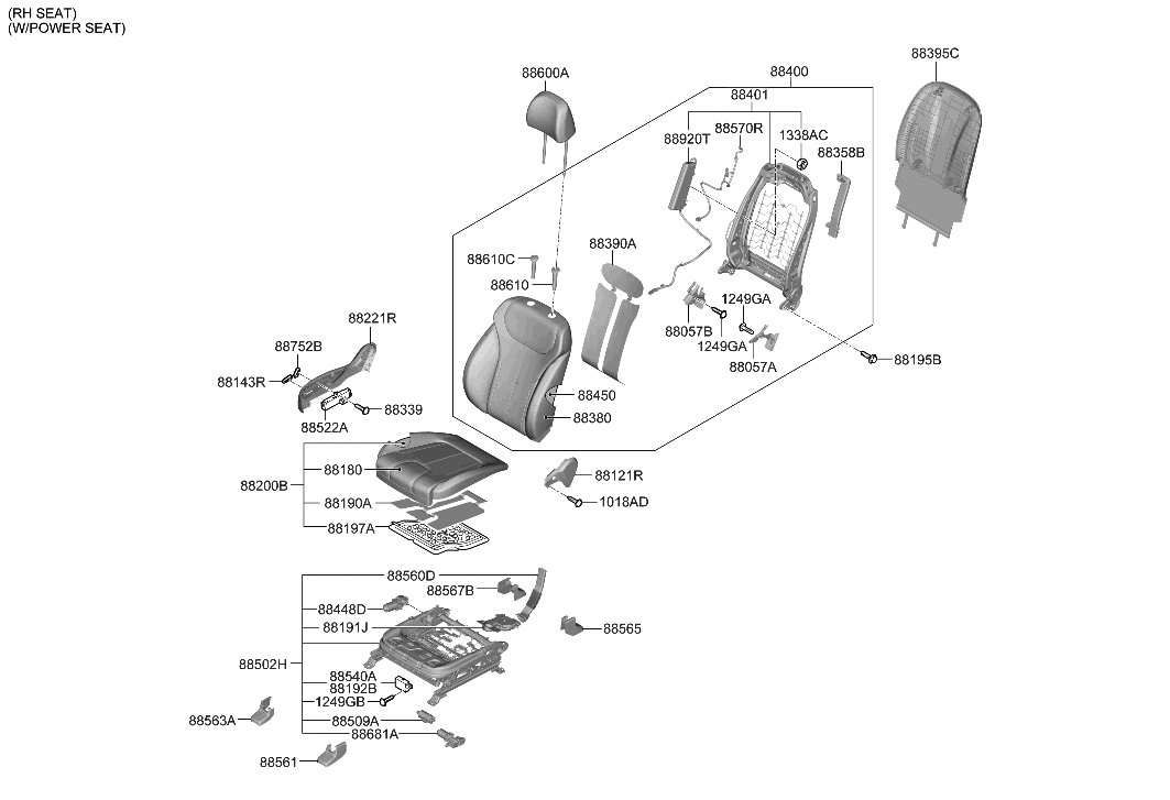 Hyundai 88297-D4000-UUE KNOB-FRONT SEAT SLIDE POWER,RH