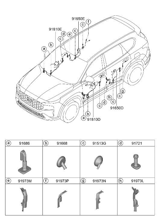 Hyundai 91610-GA130 WIRING ASSY-FR DR(PASS)